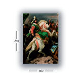 Eski zaman at üzerinde kılınçlı baskılı kanvas duvar tablosu