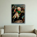 Eski zaman at üzerinde kılınçlı baskılı kanvas duvar tablosu