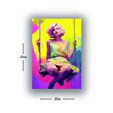 sarışın kadın salıncak baskılı kanvas duvar tablosu