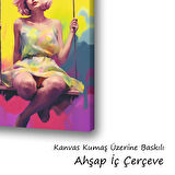 sarışın kadın salıncak baskılı kanvas duvar tablosu