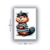 denizci sincap baskılı kanvas duvar tablosu