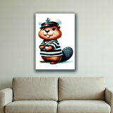 denizci sincap baskılı kanvas duvar tablosu