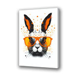 gözlüklü tavşan baskılı kanvas duvar tablosu