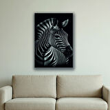 zebra siyah arka planlı baskılı kanvas duvar tablosu