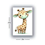 sevimli zürafa baskılı kanvas duvar tablosu