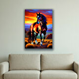 at doğa manzara baskılı kanvas duvar tablosu