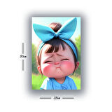 tombul yanaklı kız çocuğu baskılı kanvas duvar tablosu