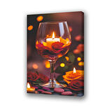 kadeh içindeki mum otantik ortam baskılı kanvas duvar tablosu