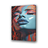 kadın surat boya baskılı kanvas duvar tablosu