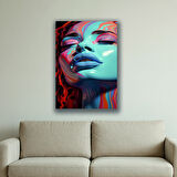 kadın surat boya baskılı kanvas duvar tablosu