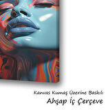 kadın surat boya baskılı kanvas duvar tablosu