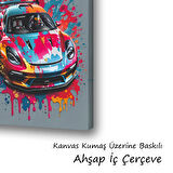 spor yarış arabası boya baskılı kanvas duvar tablosu
