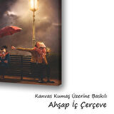 yaşlı karı koca küs baskılı kanvas duvar tablosu