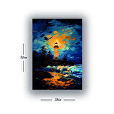 deniz fener dalgalar baskılı kanvas duvar tablosu