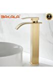 Banyo Çanak Lavabo Bataryası Mat Gold Renk Şelale Model 7 Yıl Garantili Ithal