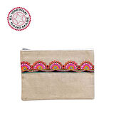 Uretti - Sümeyya 2589 0773 El Yapımı Etnik Hint İşi Şerit Motifli Clutch Çanta