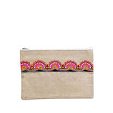 Uretti - Sümeyya 2589 0773 El Yapımı Etnik Hint İşi Şerit Motifli Clutch Çanta