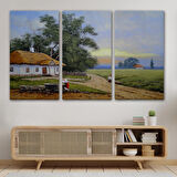 Köy Evi Manzarası Yağlıboya Görünüm Dekoratif Kanvas Duvar Tablosu-3555