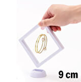 BUFFER® 9x9 cm Standlı 3D Takı Ziynet Hatıra Koleksiyon Saklama Kutusu Şeffaf Film Çerçevesi