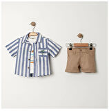 ERKEK BEBEK PAMUKLU GÖMLEKLİ ŞORTLU 3'LÜ TAKIM