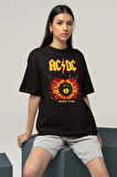 AC DC Highway To Hell Baskılı Unisex Oversize Rock Metal Tişört