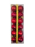 YILBAŞI TOP AĞAÇ SÜSÜ KIRMIZI 24'LÜ SET PLASTİK 4CM