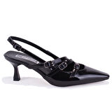 Dagoster DZA07-725491 Siyah Rugan Klasik Topuklu Kadın Ayakkabı