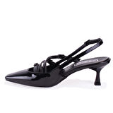 Dagoster DZA07-725491 Siyah Rugan Klasik Topuklu Kadın Ayakkabı