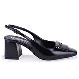 Dagoster DZA07-11363017 Siyah Rugan Klasik Topuklu Kadın Ayakkabı