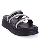 Dagoster DZA07-1241305 Siyah Taşlı Spor Kadın Terlik