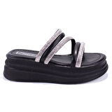 Dagoster DZA07-1241305 Siyah Taşlı Spor Kadın Terlik