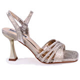 Dagoster DZA07-337087 Altın İnce Topuklu Abiye Kadın Ayakkabı