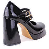 Dagoster DZA07-337566 Siyah Rugan  Platform Topuklu  Kadın Ayakkabı