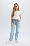DeFacto Kız Çocuk Paperbag Dar Paça Jean Pantolon D9696A825SPNM28