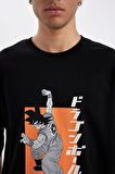 DeFacto Dragon Ball Loose Fit Bisiklet Yaka Sırt Baskılı Pamuklu Kısa Kollu Tişört C6526AX24AUBK81