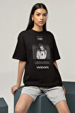 Mona Lisa Temalı Billie Eilish Baskılı Unisex Tişört, Oversize Şarkıcı Tişört
