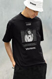 Mona Lisa Temalı Billie Eilish Baskılı Unisex Tişört, Oversize Şarkıcı Tişört
