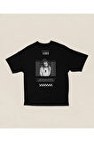 Mona Lisa Temalı Billie Eilish Baskılı Unisex Tişört, Oversize Şarkıcı Tişört