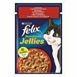 Felix Sensation Sığır Etli Ve Domatesli Jel Yetişkin Kedi Konservesi Pouch 12 Adet 85 Gr 