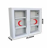 Çelik Ayna Çift Kapaklı Büyük Ecza Dolabı İçi Dolu Full Paket 846