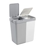 Motek 80 Litre Kirli Çamaşır Sepeti Çamaşır Selesi İkili Çeyiz Seti Gri Beyaz