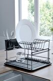 Geseus Home İki Katlı Modüler Tabaklık Bulaşıklık Mat Siyah KB10S