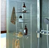 Geseus 3 Katlı Asmalı Banyo Duşakabin Duş Rafı Krom Büyük Boy-BK-063