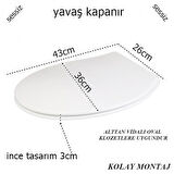 Geseus Acore Amortisörlü Yavaş Kapanır Oval  Klozet Kapağı-968