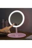 Dokunmatik Led Işıklı Usb Şarjlı Makyaj Aynası Yuvarlak Pembe-SM8036