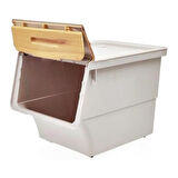 Motek  Patateslik Soğanlık Tekerlekli Organizer Çok Amaçlı Saklama Kutusu 2X33 Lt Bambu+Krem