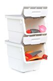 Motek Patateslik Soğanlık Tekerlekli Organizer Çok Amaçlı Saklama Kutusu 2X33 Lt Beyaz+Gri