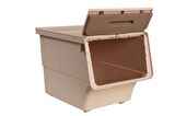 Motek Patateslik Soğanlık Tekerlekli Organizer Çok Amaçlı Saklama Kutusu 1X33 Lt Açık kahve+Krem