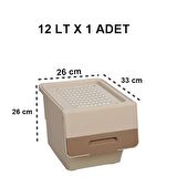 Motek Kahve Tekerlekli Organizer Çok Amaçlı Saklama Kutusu 1X12 Lt