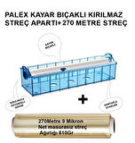 Streç Film 30cmX270mt+Palex Streç Aparatı Kırılmaz Vantuzlu Kayar Bıçaklı